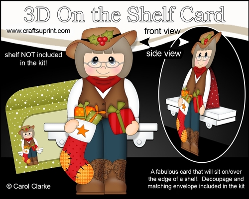 3D On the Shelf Card Kit - Christmas Line Dancer Cassidy is having fun at the Hoedown