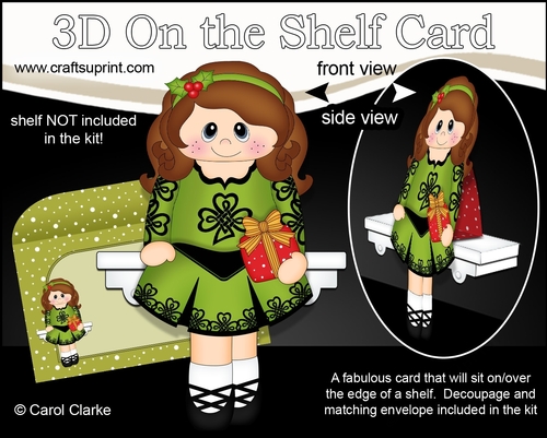 3D On the Shelf Card Kit - Little Christmas Girl Irish Dancer is going to the Festive Ceili