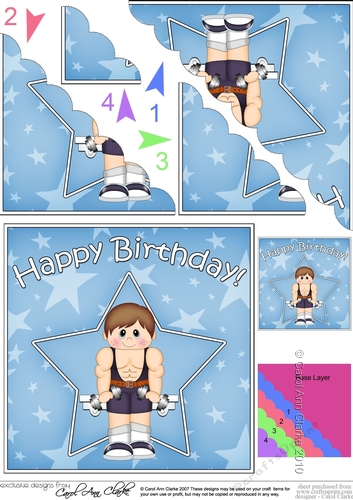 Little Weightlifter Birthday Scallop Corner Side Stacker