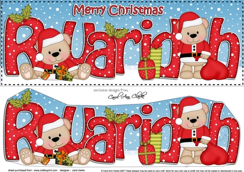Large DL Merry Christmas RUARIDH 3D decoupage 