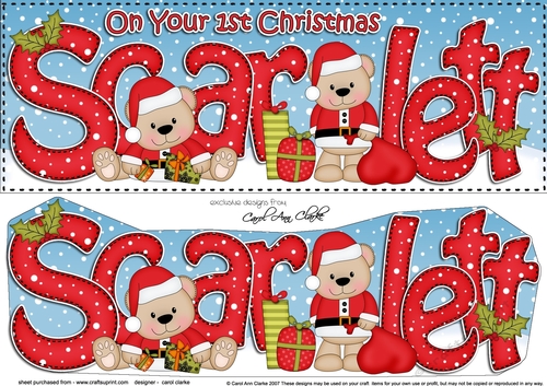Large DL On Your 1st Christmas SCARLETT 3D decoupage 