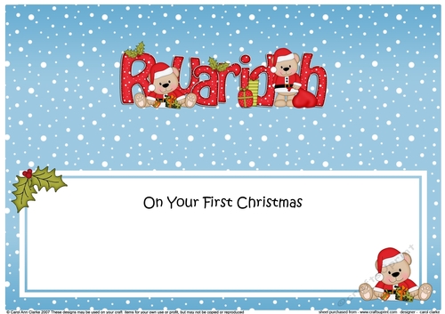 Large DL On Your 1st Christmas RUARIDH insert