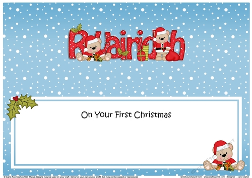Large DL On Your 1st Christmas RUAIRIDH insert