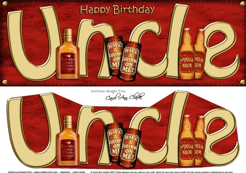 Large DL Birthday UNCLE 3D decoupage