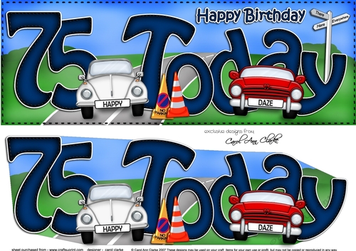 Large DL 75th Birthday 3D decoupage