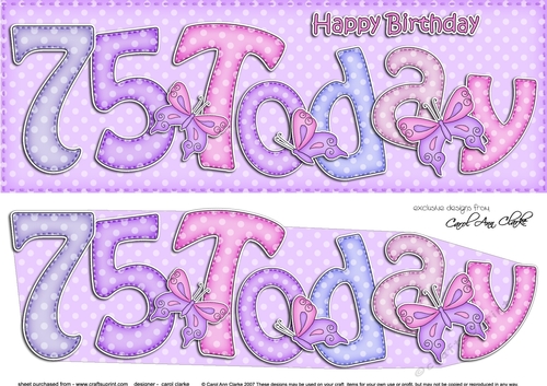 Large DL 75th Birthday 3D decoupage