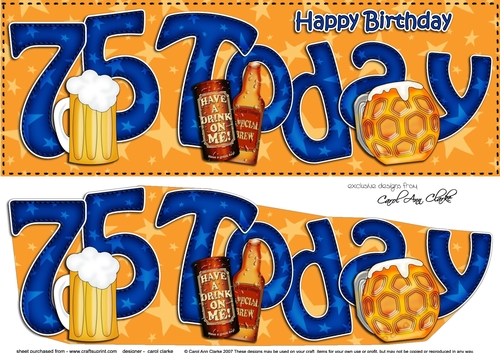 Large DL 75th Birthday 3D decoupage