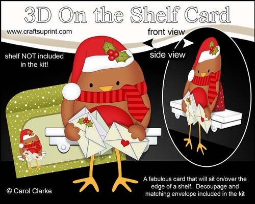 3D On the Shelf Card Kit - Little Christmas Bobbin Robin has some Christmas Cards