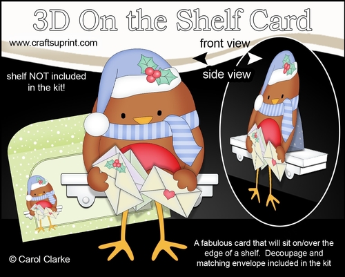3D On the Shelf Card Kit - Little Christmas Bobbin Robin has some Christmas Cards