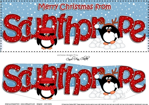 Large DL Merry Christmas from SCUNTHORPE 3D decoupage 