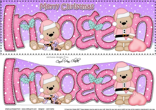 Large DL Merry Christmas IMOGEN 3D decoupage