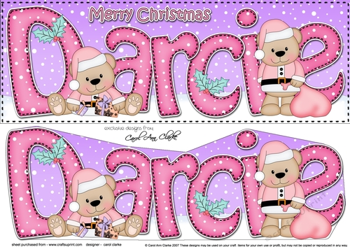 Large DL Merry Christmas DARCIE 3D decoupage