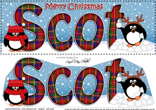 Large DL Merry Christmas SCOT 3D decoupage