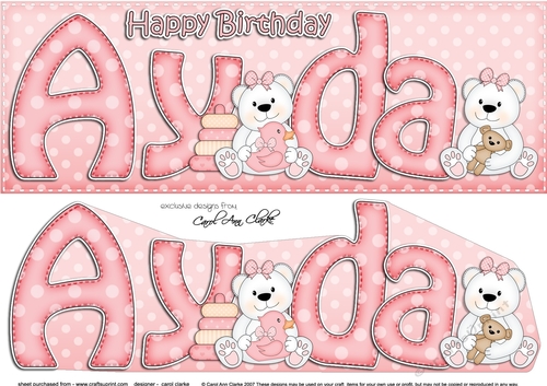 Large DL Birthday AYDA 3D decoupage
