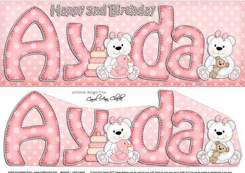 Large DL 2nd Birthday AYDA 3D decoupage