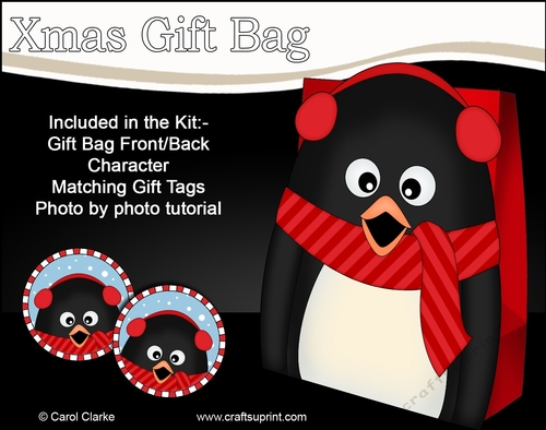3D Christmas Pip Penguin Gift Bag Mini Kit