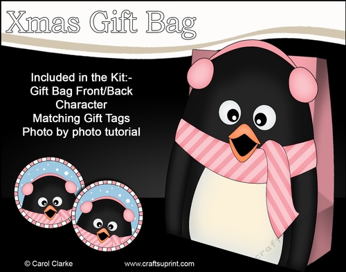 3D Christmas Pip Penguin Gift Bag Mini Kit