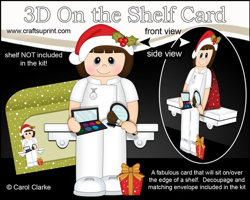 3D On the Shelf Card Kit - The Pamper Palace Little Christmas  Beauty Therapist Luise