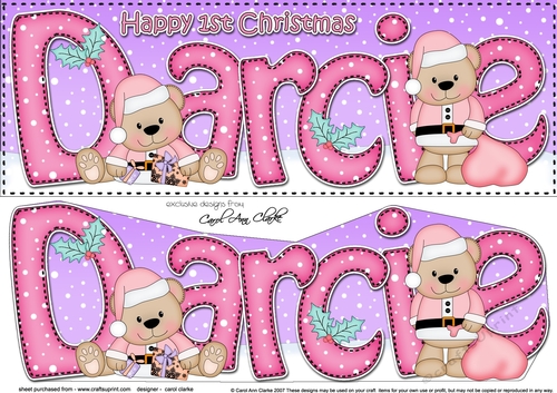 Large DL Happy 1st Christmas DARCIE 3D decoupage 