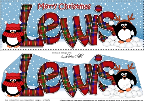 Large DL Merry Christmas LEWIS 3D decoupage 