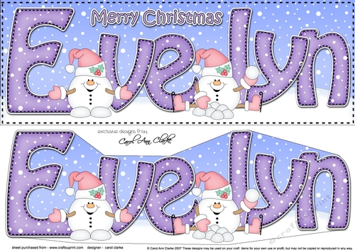 Large DL Merry Christmas EVELYN 3D decoupage 