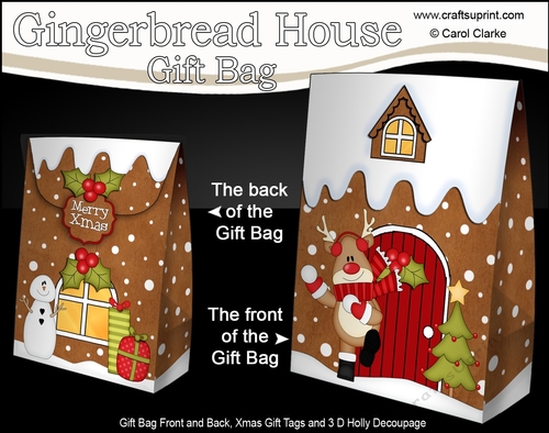 3D Christmas Rudolph has a Snowball Fight at the Gingerbread House Gift Bag Mini Kit