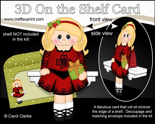 3D On the Shelf Card Kit - Little Christmas Girl Irish Dancer is going to the Festive Ceili