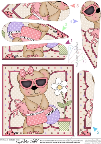 Livvy Bear goes Shopping Fan Pyramage Topper