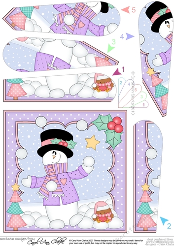 Christmas Snowman Rio has a Snowball Fight Fan Pyramage Topper