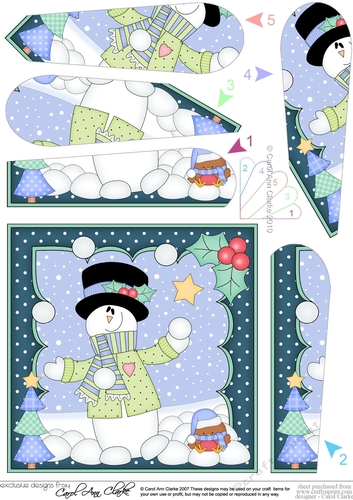 Christmas Snowman Rio has a Snowball Fight Fan Pyramage Topper