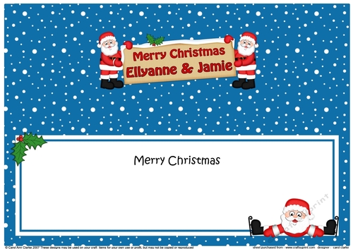 Large DL Merry Christmas ELLYANNE & JAMIE insert