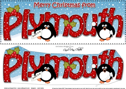 Large DL Merry Christmas from PLYMOUTH 3D decoupage 