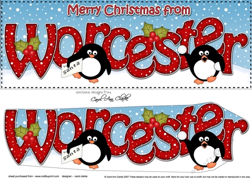Large DL Merry Christmas from WORCESTER 3D decoupage 