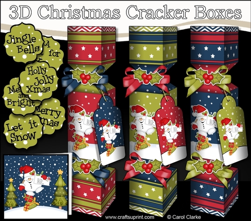 3D Christmas Cracker Boxes Snowball Sam has a Letter for Santa