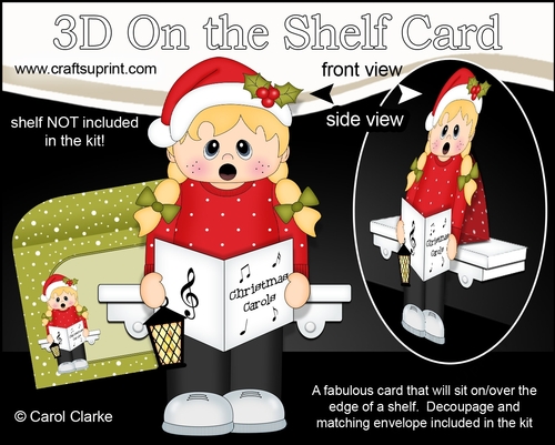 3D On the Shelf Card Kit - Little Christmas Girl goes Carol Singing