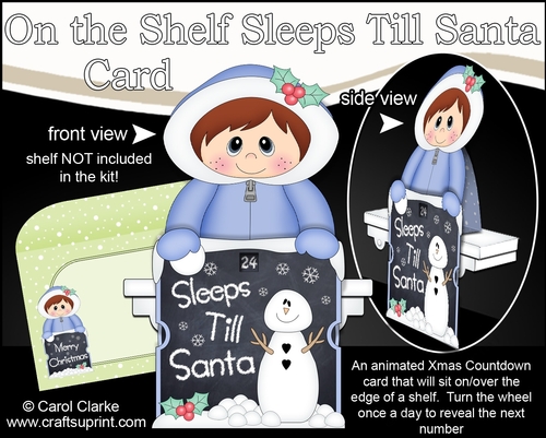On the Shelf Sleeps Till Santa Card Kit - Cute Little Christmas Eskimo Boy