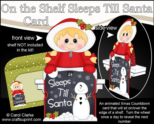 On the Shelf Sleeps Till Santa Card Kit - Cute Little Christmas Eskimo Girl