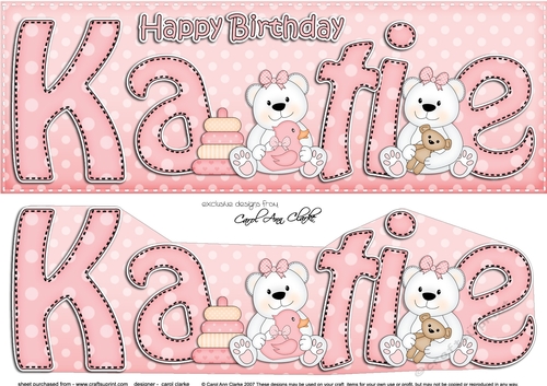 Large DL Birthday KATIE 3D decoupage