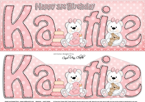 Large DL 1st Birthday KATIE 3D decoupage