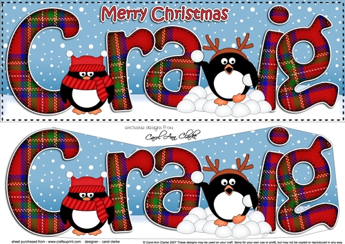 Large DL Merry Christmas CRAIG 3D decoupage 