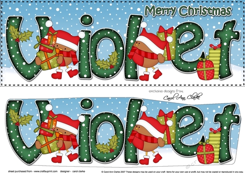 Large DL Merry Christmas VIOLET 3D decoupage