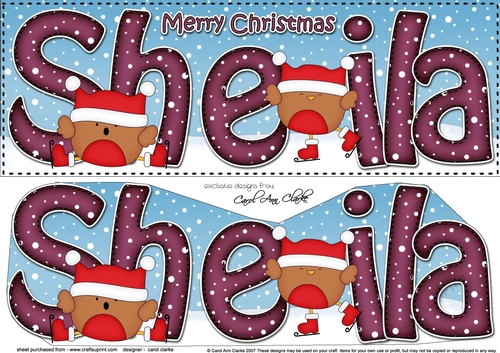 Large DL Merry Christmas SHEILA  3D decoupage