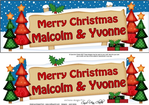Large DL Merry Christmas MALCOLM & YVONNE 3D decoupage