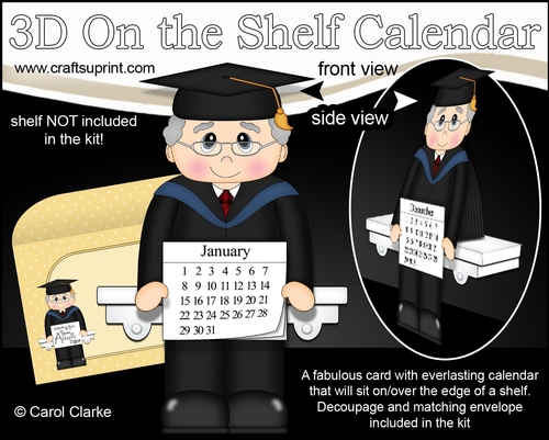 3D On the Shelf Everlasting Calendar Kit - Little Graduate Old Man Elmer