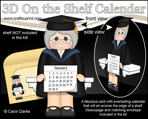 3D On the Shelf Everlasting Calendar Kit - Little Graduate Old lady Elanor