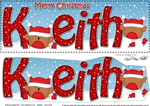 Large DL Merry Christmas KEITH 3D decoupage 