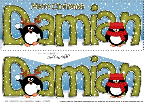 Large DL Merry Christmas DAMIAN 3D decoupage 
