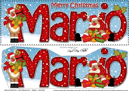 Large DL Merry Christmas MARIO 3D decoupage 