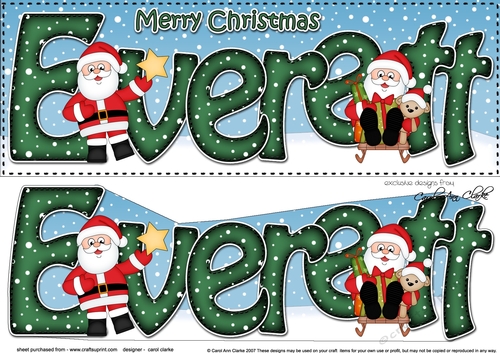 Large DL Merry Christmas EVERETT 3D decoupage 