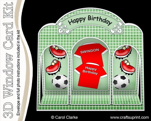3D Football SWINDON Window Card Kit decoupage & envelope